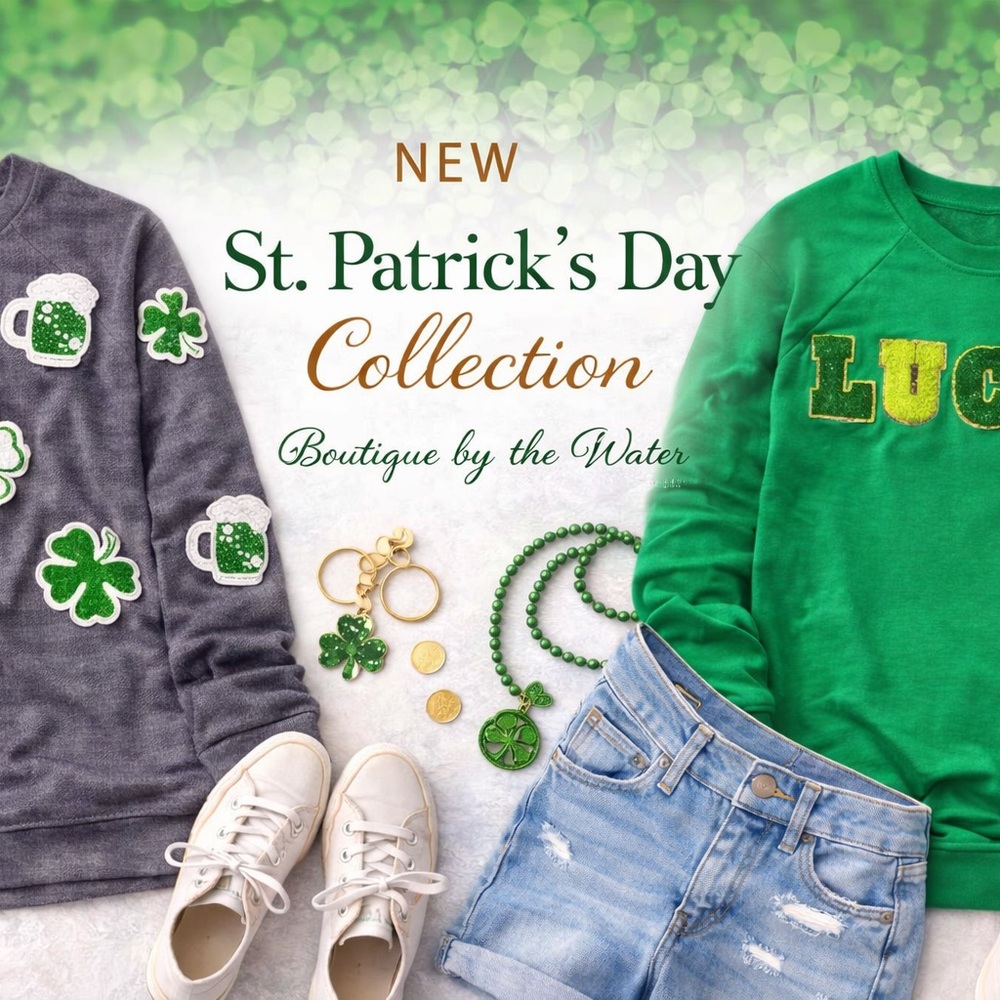 LAST ONE Lucky St Patrick’s Day Green Sweatshirt Glitter Letter Pullover Festive - Picture 4 of 5